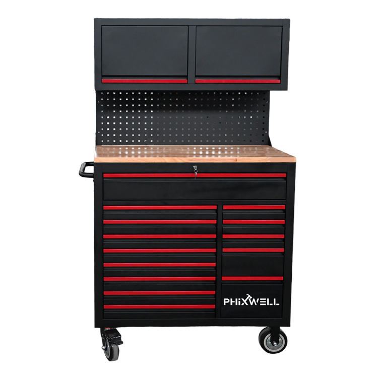 719522 PHIXWELL Multifunktionell 14 lådor Tool Workstation med hängande skåp