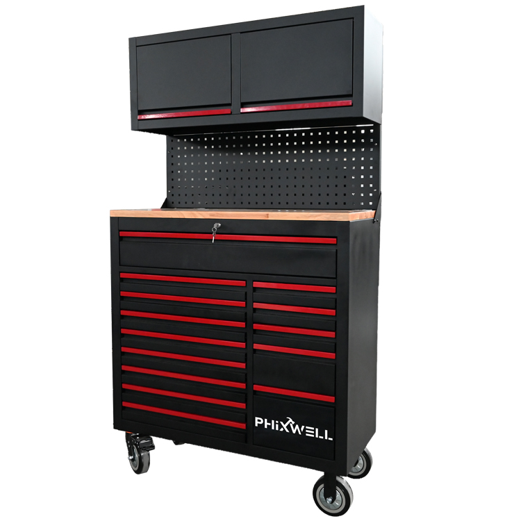 719522 PHIXWELL Multifunktionell 14 lådor Tool Workstation med hängande skåp