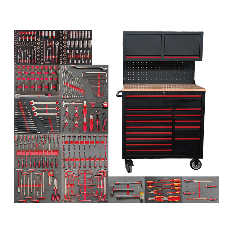 719522 PHIXWELL Multifunktionell 14 lådor Tool Workstation med hängande skåp