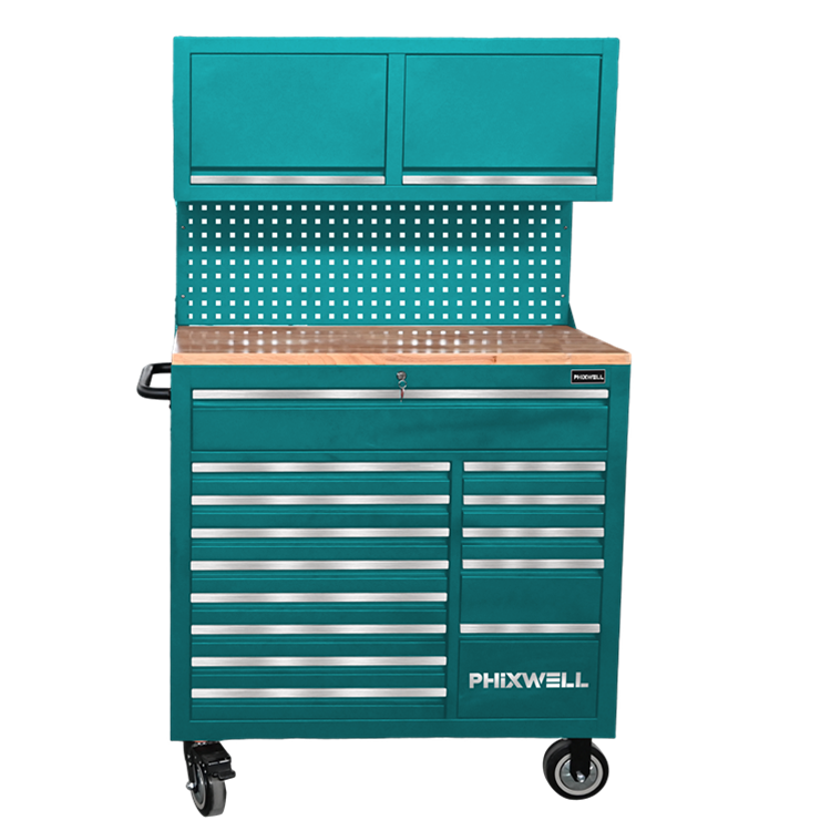 719522 PHIXWELL Multifunktionell 14 lådor Tool Workstation med hängande skåp